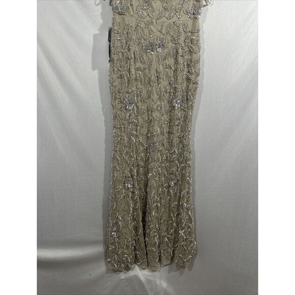 NWT $598 Mac Duggal [ 4 ] 93537 Cowl Neckline Floral Embellished Gown Grey #J304 - Picture 14 of 14